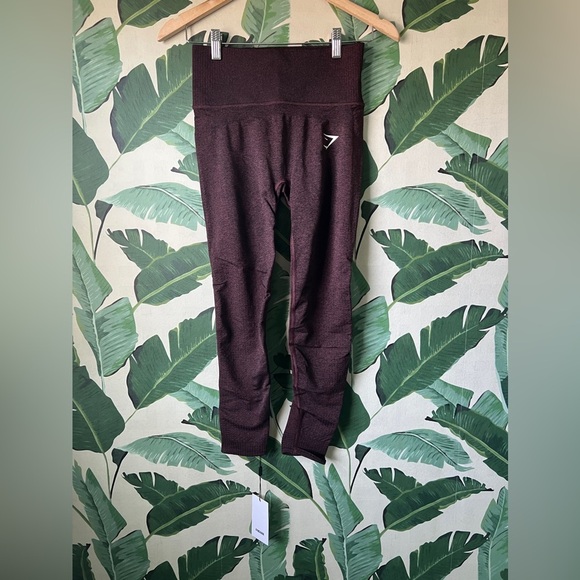 Gymshark Womens Cherry Brown Marl Vital Rise Seamless Leggings Small NWT - Picture 2 of 9
